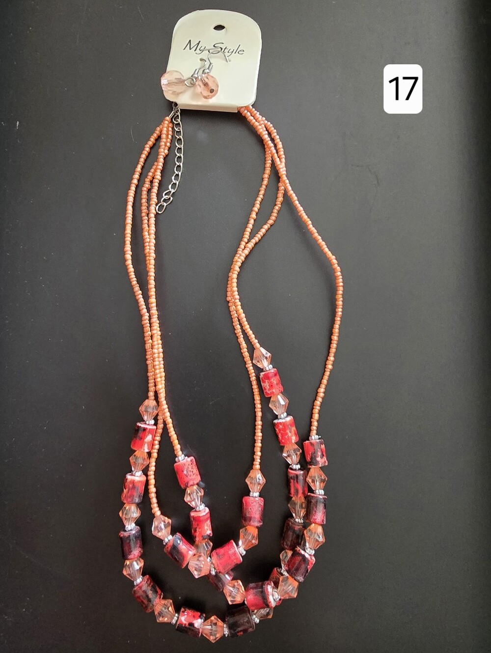 My Style Beaded Necklace and Earrings Set Costume Jewelry